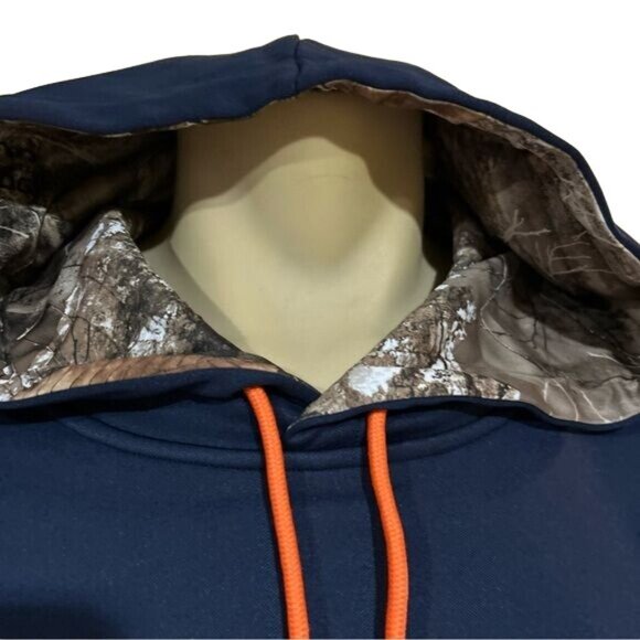 Realtree Auburn men’s Performance Hoodie Navy Camouflage Large New - Picture 5 of 9